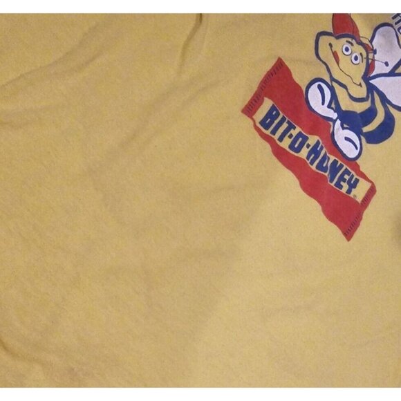 Im A Bit O Honey T Shirt Size L Sheer Yellow Tee Bee Wearing Hat Vtg Logo Cute - Picture 7 of 9